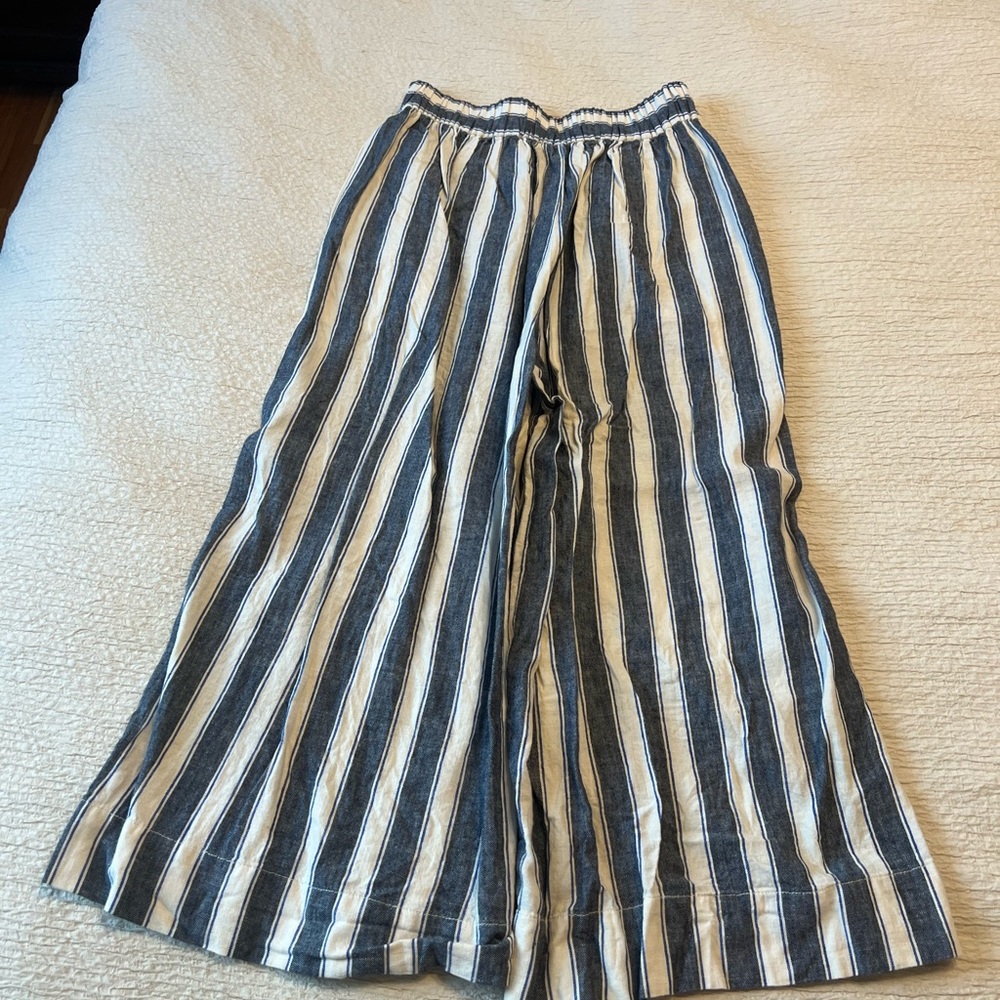 Madewell Blue and White Striped Wide Leg Pants